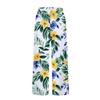 Women's Fashionable Floral Print Straight Leg Pocket Elastic Waist Casual Pants Pants