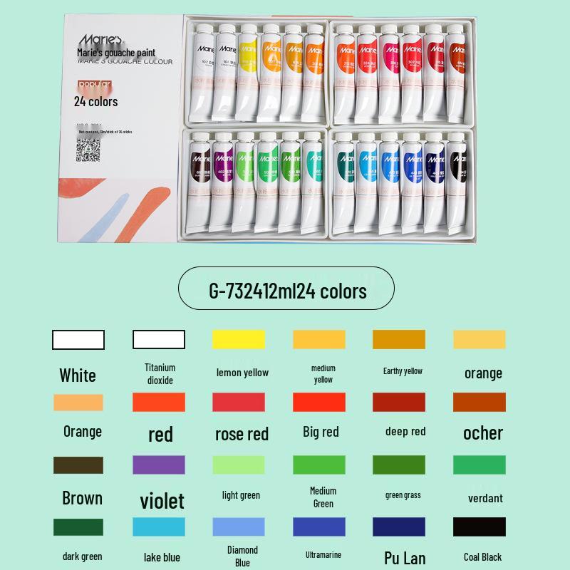Mali Gouache Paint Set - 5ml & 12ml Tubes, Boxed for Beginners