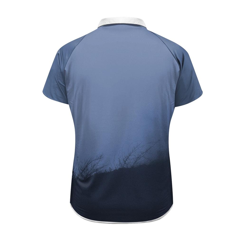 Men's Three Button Printed Lapel Short Sleeve Shirt Top