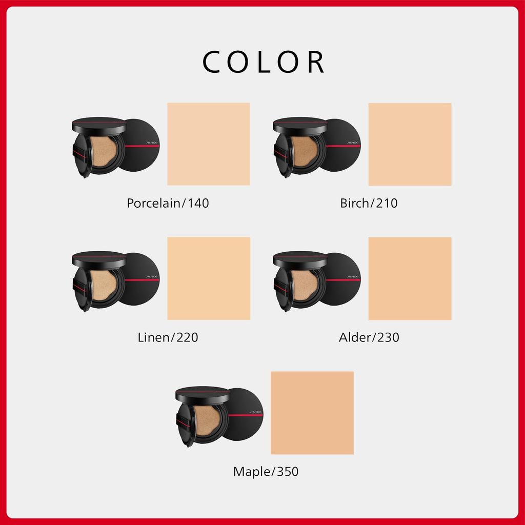 SHISEIDO Makeup Synchro Skin Cushion Compact 350 Maple 13g SPF35 Foundation Liquid Unscented Unalign Color Cover Transparent Makeup Longevity Shiseido