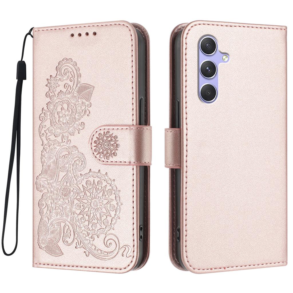 For Samsung Galaxy A54 5G Phone Cases Mandala Flower Leather Wallet Mobile Cover with Strap