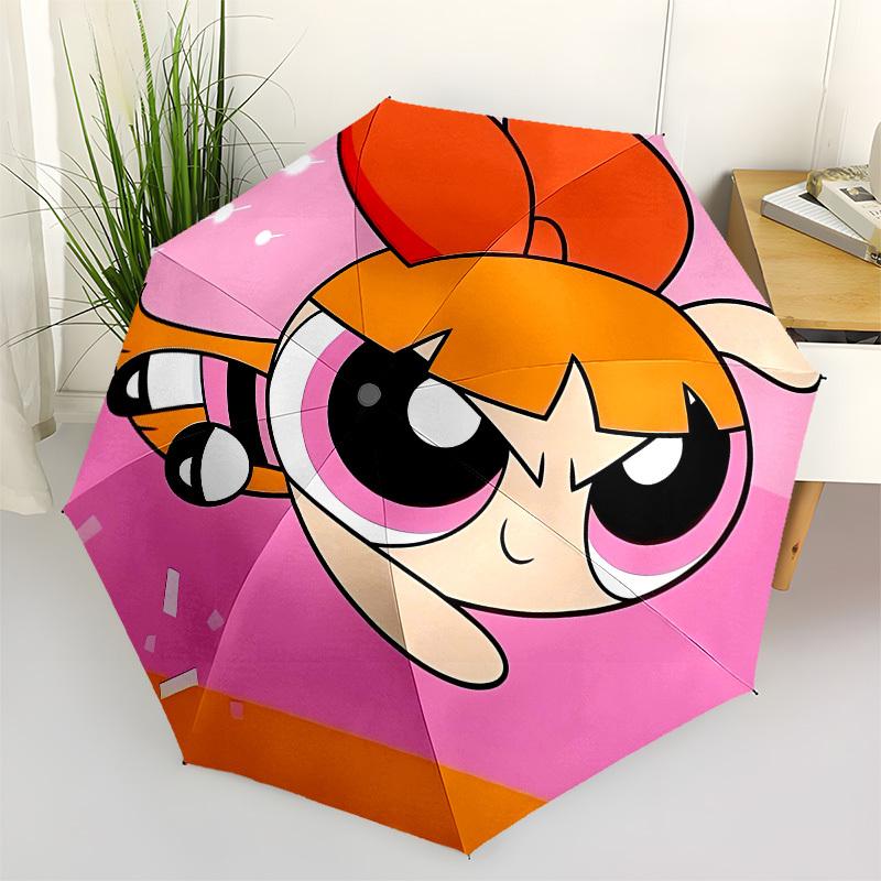 Powerpuff Girls, Blossom Automatic Opening and Closing, 8 rib Structure Portable Umbrella, Suitable for Men and Women in All Seasons Perfec