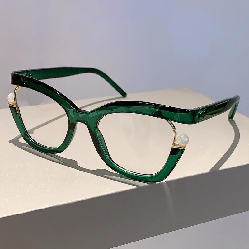 Женские очки «кошачий глаз» большого размера с жемчугом, стильные очки для блокировки синего света, модные многоцветные компьютерные очки
