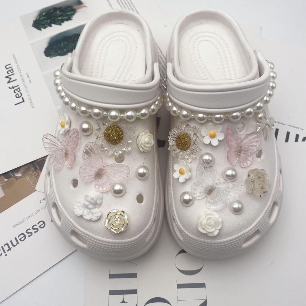 Shoe Charms DIY Diamond Pearl Butterfly Detachable Decoration Buckle Shoe Charm Accessories Girls Party Gift