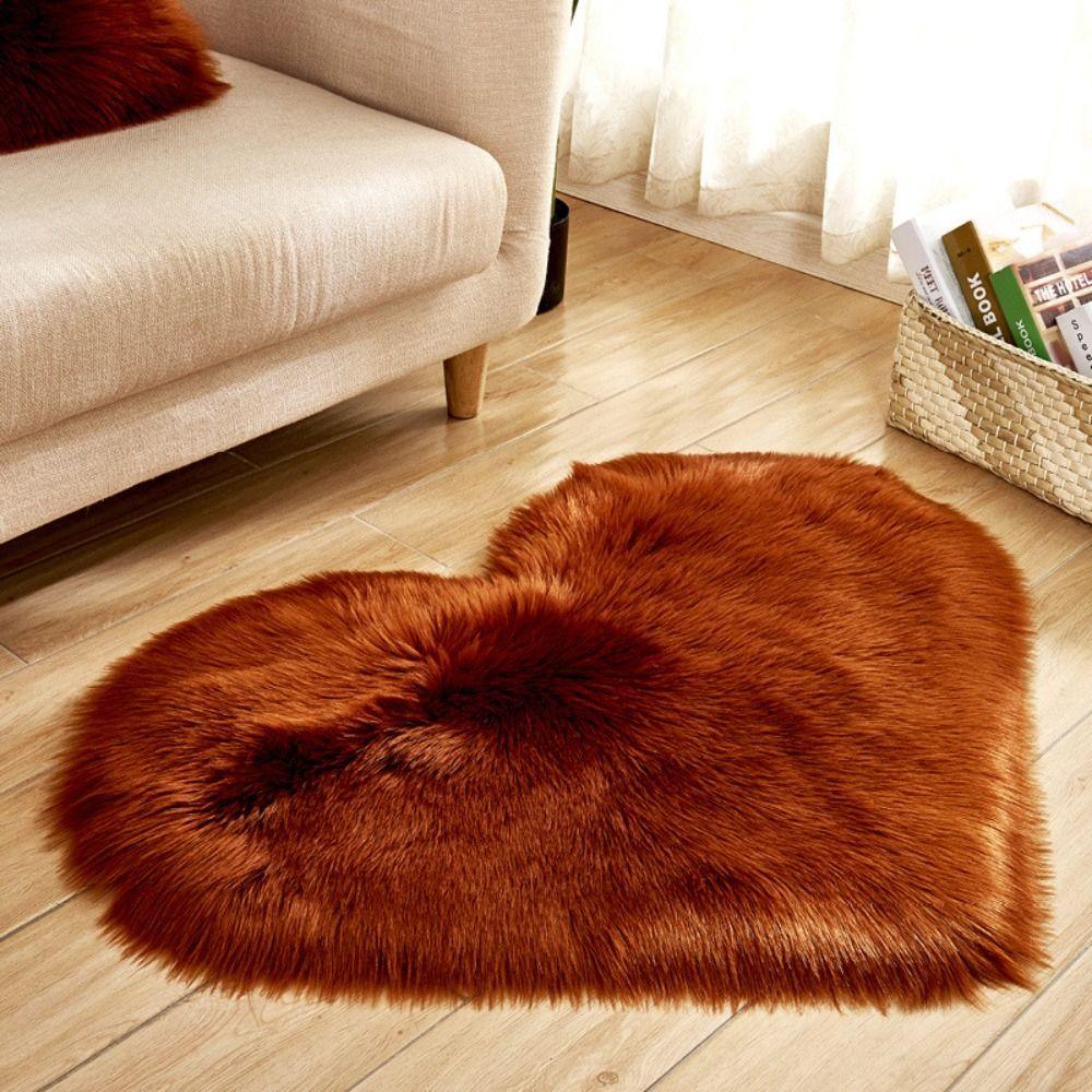 Bedroom Decorative Faux Wool Heart Shaped Carpet Chair Cover Floor Mats Sofa Cushion Seat Pad