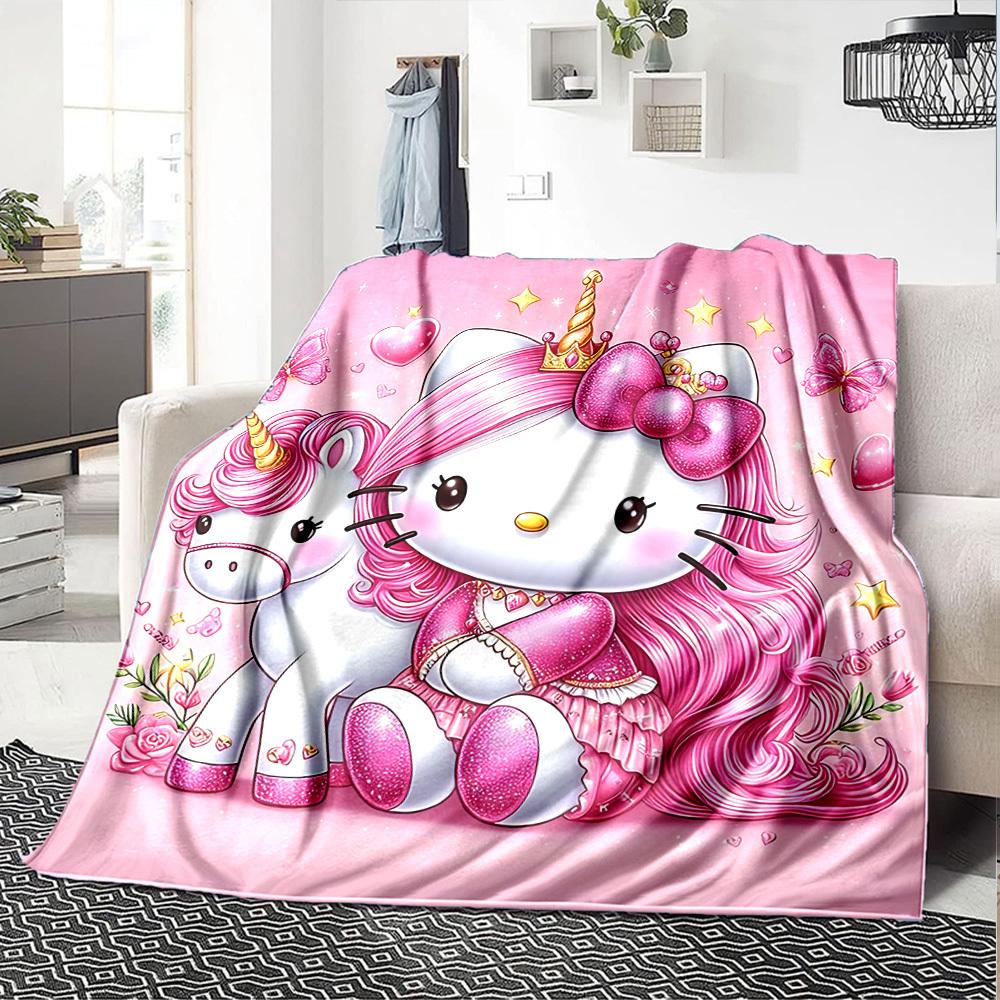 1 шт. Плед Hello Kitty с единорогом Легкий фланелевый плед для дивана, кровати, путешествий, кемпинга, гостиной, офиса, дивана, кресла