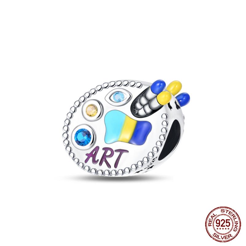 Copper Artist Brush Tools Color Palette Oil Painting Charms Beads Fit Qikaola Original Bracelets Diy Jewelry Gifts