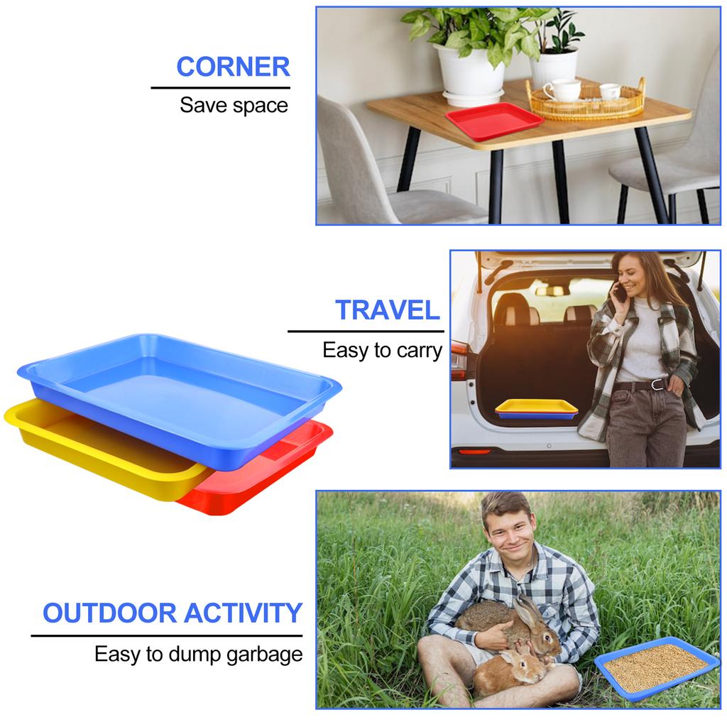 3 шт. лоток для кошачьего туалета 17,3X13,3X2,2 дюйма открытый лоток для кошачьего туалета для котят для кошек кроликов морских свинок мелкие принадлежности для домашних животных, 3 шт.