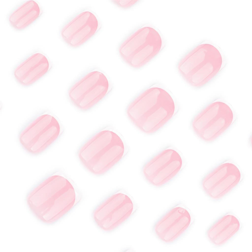 24 шт. Короткие квадратные накладные ногти с глянцевым акриловым покрытием для французского маникюра для женщин и девочек