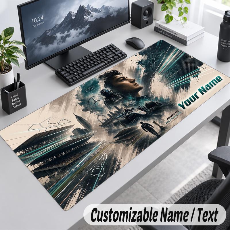 Custom Name Text Mouse Pad George Russell Personalized Desk Pad For Work And Gaming