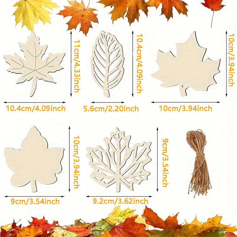 20PCS Unfinished Wood Cutouts Maple Leaves Wooden Crafts Fall Leaves Shape Crafts Autumn Leaf for DIY Craft Tags Thanksgiving