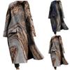 Women's Fashion Printed Pocket Long Sleeve Lapel Woolen Long Overcoat Coat