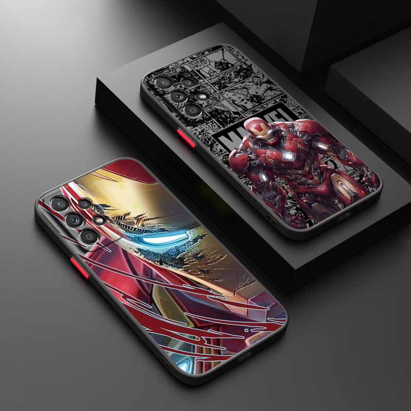 Чехол Человек-паук Железный человек для Samsung S25 S24 S23 S22 S21 S20 S10 FE Ultra Plus Lite Матовый Полупрозрачный Чехол для телефона