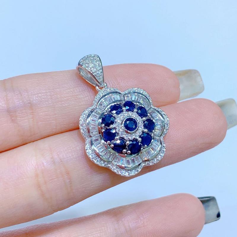 Sace Gems Ожерелья из стерлингового серебра 925 пробы с натуральным сапфиром 3 мм для женщин, ювелирные украшения для помолвки, коктейльной вечеринки