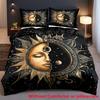 Комплект пододеяльника с 3D-принтом «Небесное Солнце Луна Звезды» Золотистый Принтованный Комплект Постельного Белья Для Дома Психоделический Дизайн Декор Пододеяльники