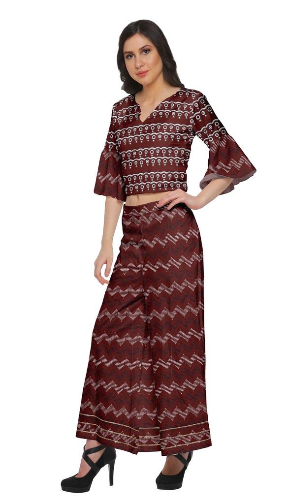Moomaya Printed Loose Palazzo And Crop Top Set Ethnic Dress For Women Plus