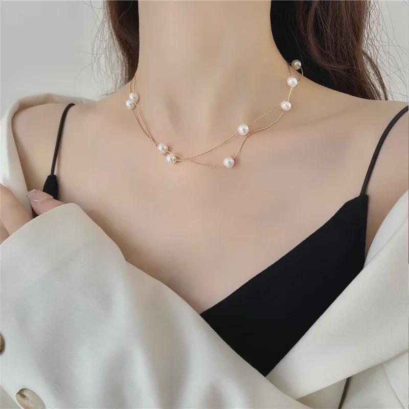 Double-Layer Pearl Choker: Trendy, Elegant, Retro Necklace for Women