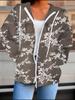 Flower 3D Printed Hooded Cardigan Plus Size Autumn Winter Retro
