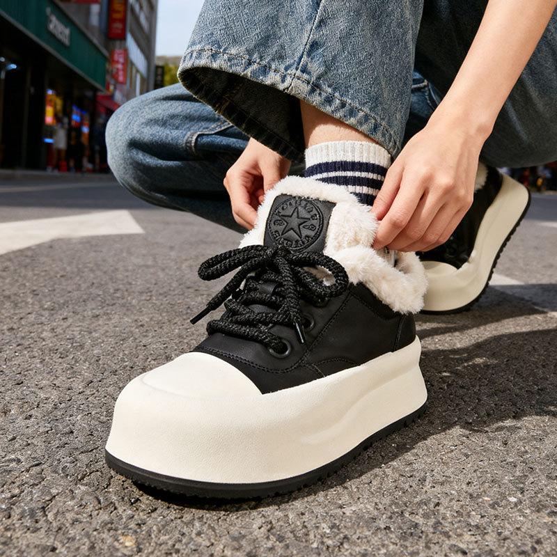 Snow Boots Women's New Winter Muffin Warm Piled Thickened Cotton Shoes Retro Casual Short Boots