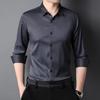 Men's Long-Sleeve Business Shirt: Solid Color, Mulberry Silk, Turn-Down Collar, 2025 Autumn Collection