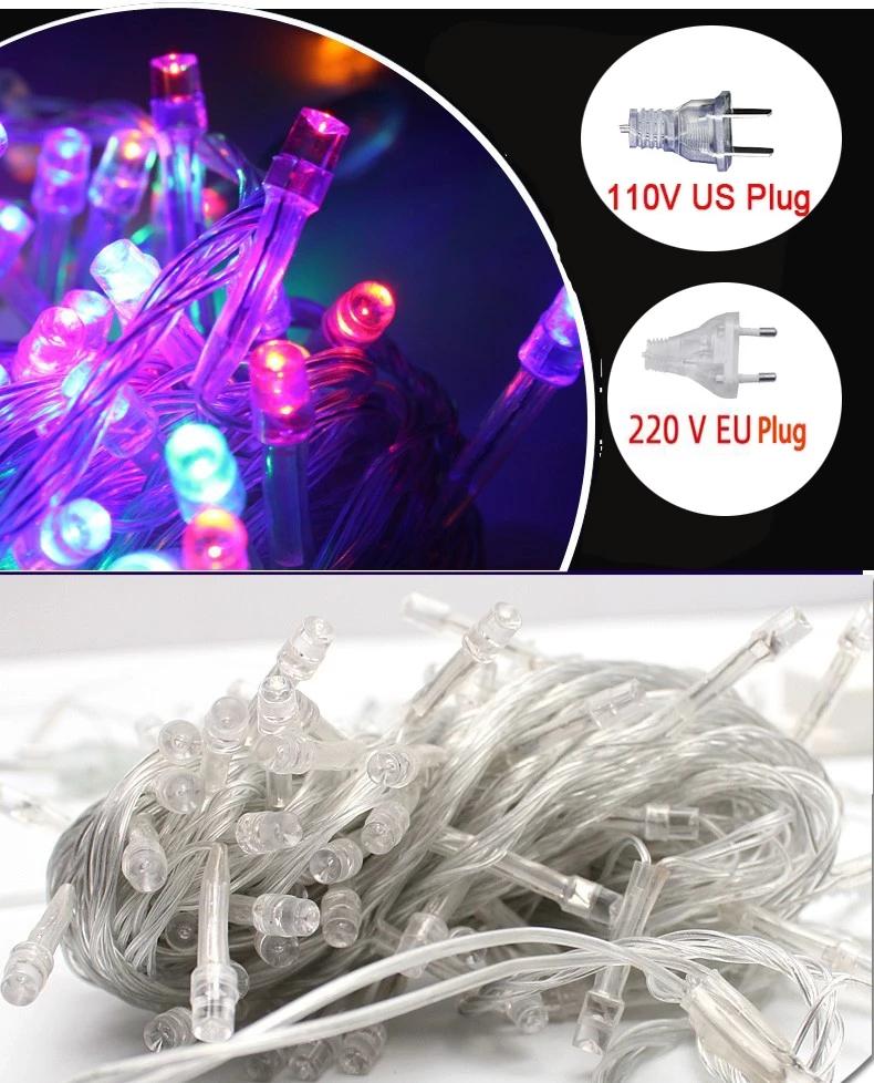 Струнный рождественский светильник, наружное светодиодное освещение, уличный настенный светильник для сада, свисающий 0,6-0,8 м, гирляндный светильник в виде сосульки с вилкой США или ЕС