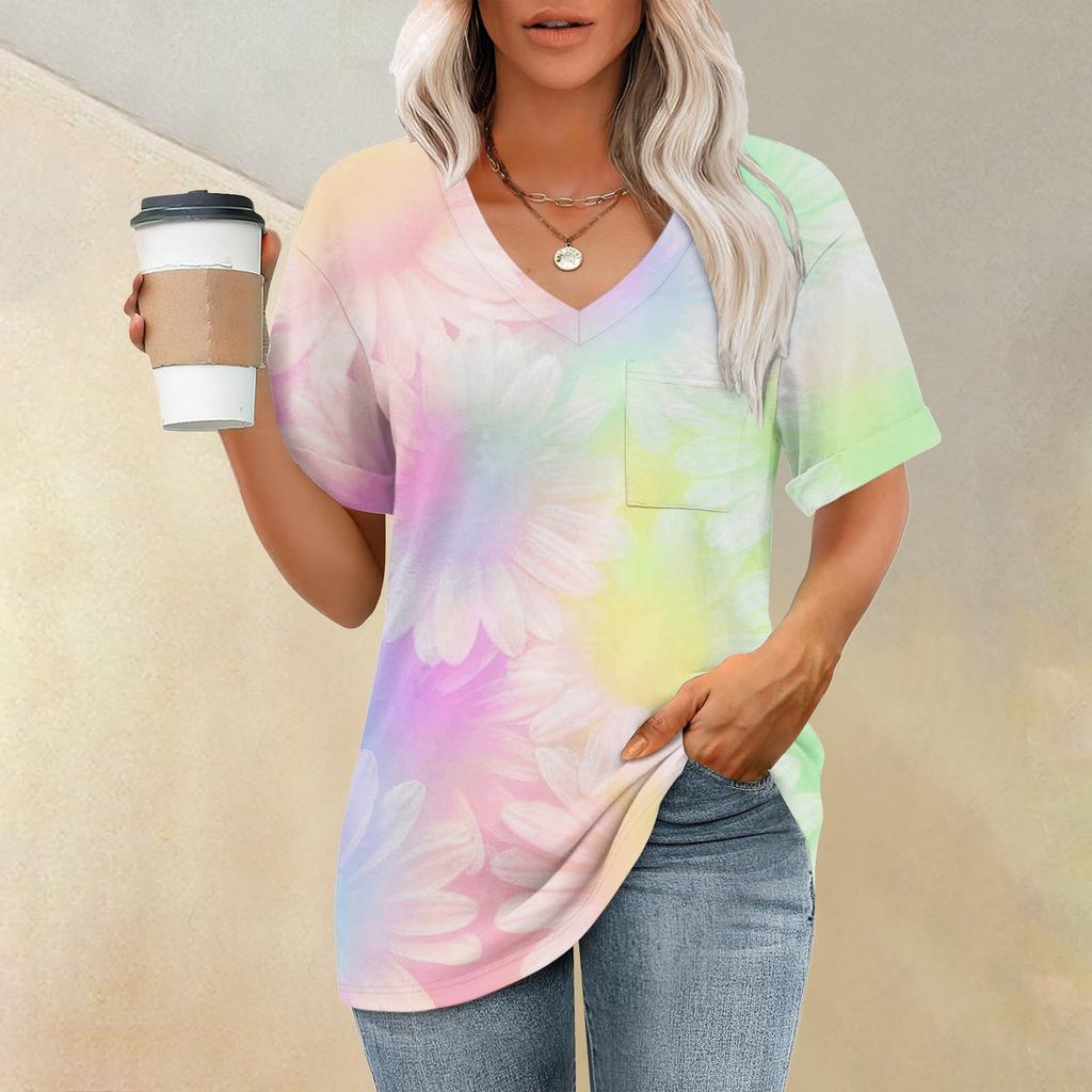 Женские футболки с V-образным вырезом и коротким рукавом, летние топы, повседневные базовые футболки, модные