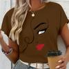 Fashion Women Simple Fashionable Facial Features Print T Shirt Funny Casual O-neck Short Sleeves T-shirt Summer Female Tee Shirt