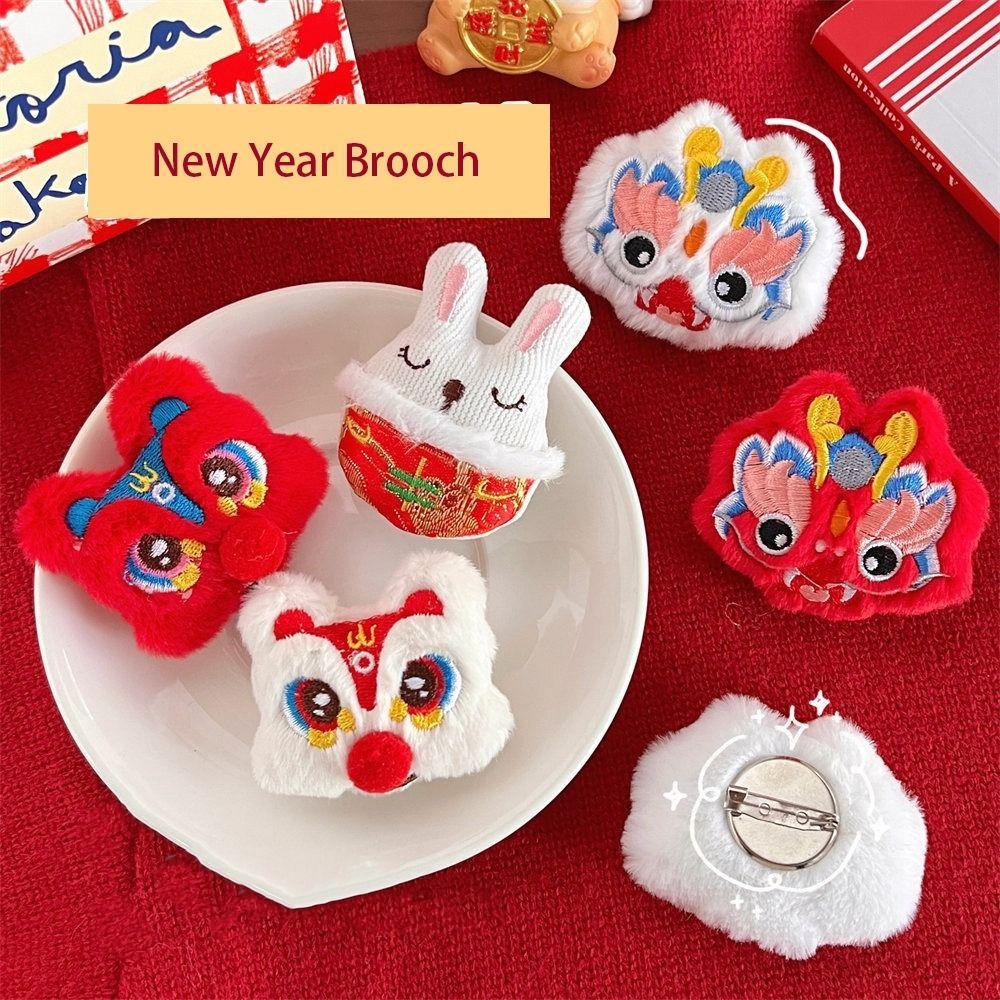 Dancing Lion Lion Dance Brooch Loong New Year Badge Cartoon Chinese Style Pin  Party