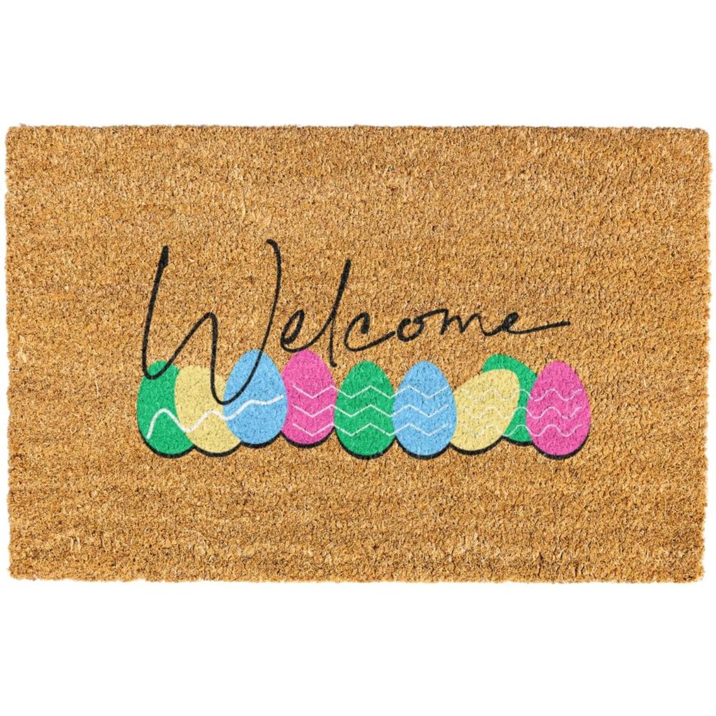 Happy Easter Welcome Doormat, Non- Fiber Carpet, Fun Easter Bunny Doormat