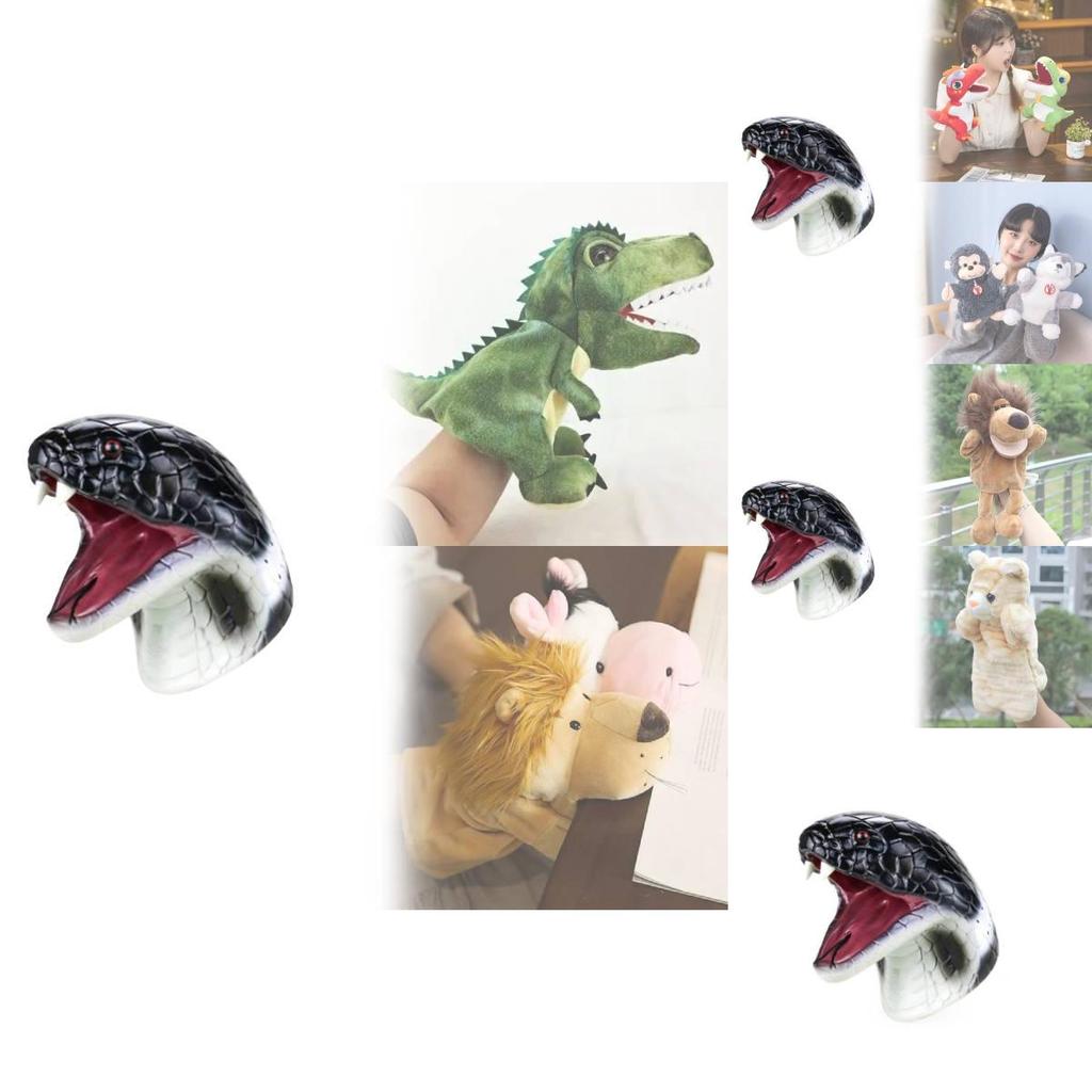 Игрушка-рукавичка в виде животного с реалистичной змеиной головой для развивающей игры детей