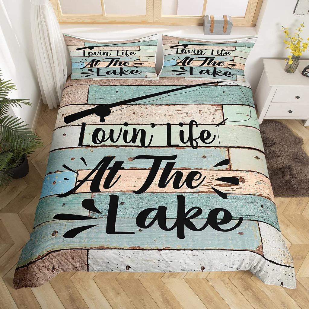Fishing Duvet Cover Sets For Adults Queen Size Quilt Covers Lightweight Down Room Decor 2 Pillowcases 1 Duvet Cover No Comforter