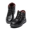 Winter Black Ankle Leather Safety Shoes Men Waterproof Shoes Thermal Cotton Boots