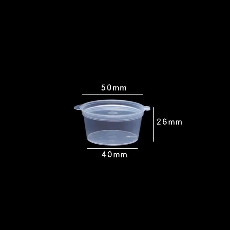 50Pcs Delivery Package Seasoning Box Sauce Box Seasoning Round Transparent Conjoined Plastic Box With Lid Multi Size Home Supply