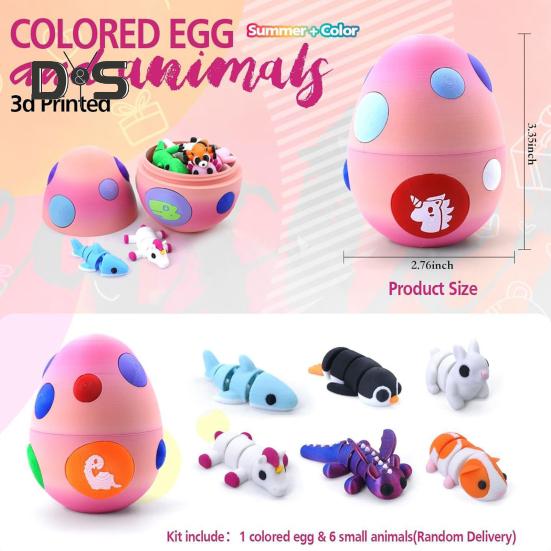 Яйцо дракона с мини-животными, 3D-печатные шарнирные фигурки животных внутри яйца, карманная игрушка для питомца, игрушка для детей, подарок, пасхальная корзина, наполнители