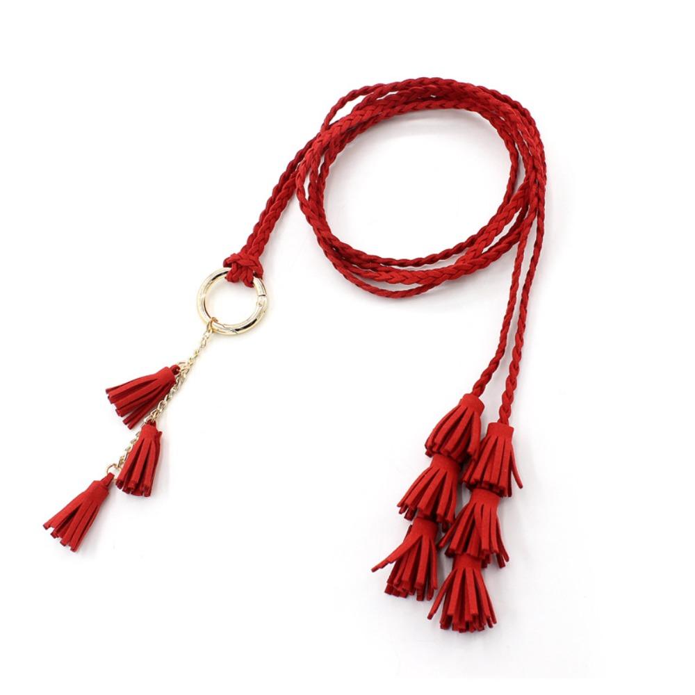 Solid Color Braided Tassel Belt Tassel Detail Dress Waistband New Knit Belt Casual Wear
