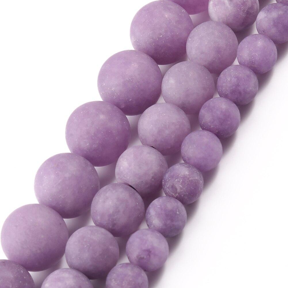 6/8/10 мм матовые сиреневые фиолетовые нефритовые камни натуральные круглые свободные бусины-разделители для изготовления ювелирных изделий браслет «сделай сам» 15 дюймов нить