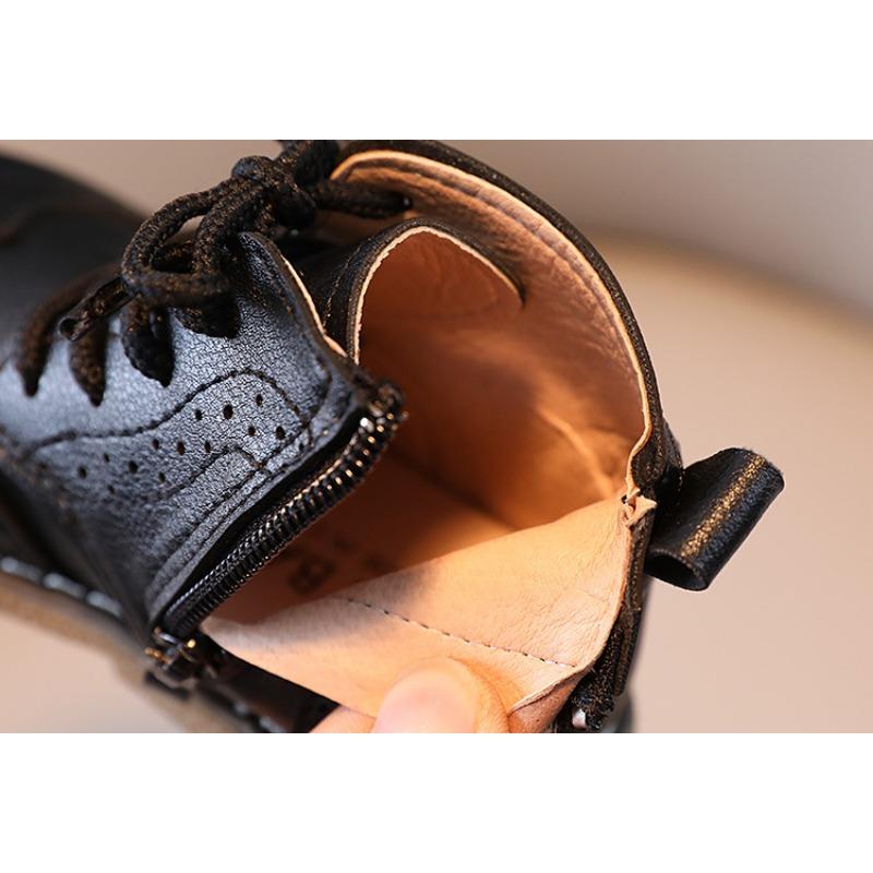 Детские кожаные ботинки в ретро-стиле в британском стиле с высоким голенищем в корейском стиле, одинарные ботинки для девочек, новые осенние кожаные ботинки для мальчиков
