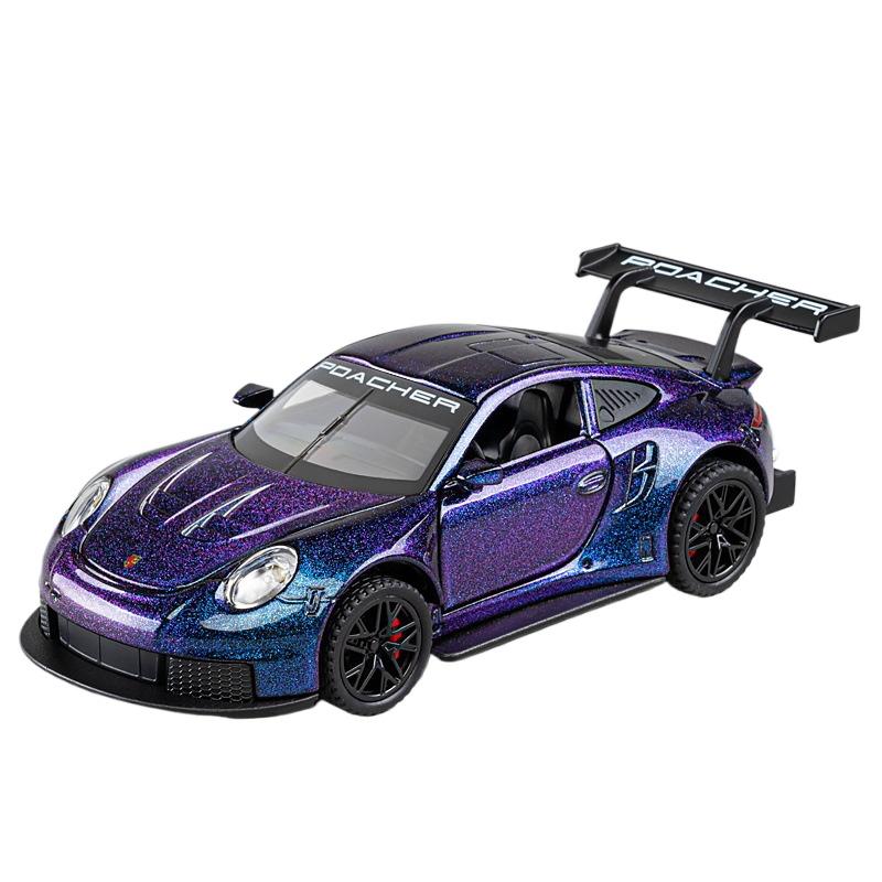 1/32 Суперкар Porsche GT3 RS Литой металлический сплав Модель Украшения для рабочего стола компьютера Звук и свет Игрушка Детский подарок на день рождения