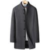 Mink Stand-up Collar Wool Coat, Removable Goose Down Lining, Double-sided Wool Coat, Men's Medium-length Cashmere Coat