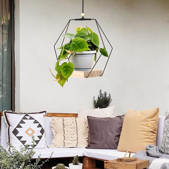 Подвесной держатель для растений с деревянной основой, деревенский подвесной цветочный горшок для дома, полка для кашпо, корзина, вешалка для растений, украшение