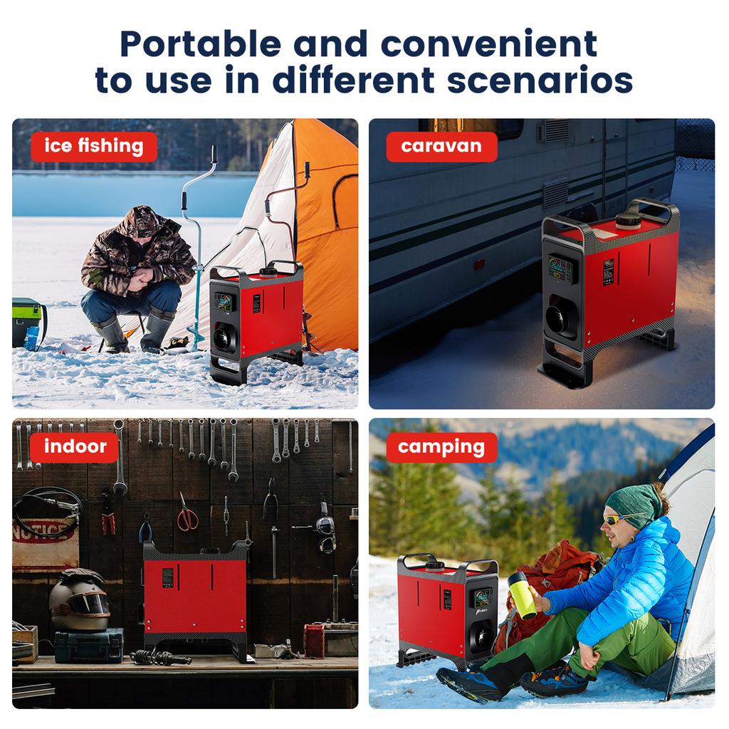 Все в одном дизельном воздушном автомобильном обогревателе, 5-8 кВт, регулируемый, 12 В, ЖК-дисплей, английский пульт дистанционного управления, встроенный парковочный обогреватель