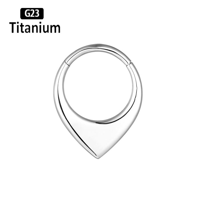 Титан G23 Высокое качество Капля воды Пирсинг септума Кликер Кольца для носа 16G Сегмент Трагус Хрящ Дейт Серьги-кольца Циркон