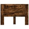 Storage Headboard with LED Smoked Oak Wood Based Material