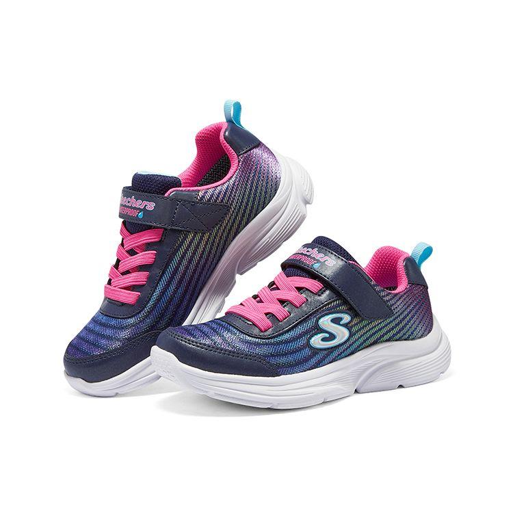 Skechers Удобные универсальные ударопоглощающие прочные низкие кроссовки для бега для девочек, детские кроссовки, темно-синие, разноцветные 303393L-NVMT