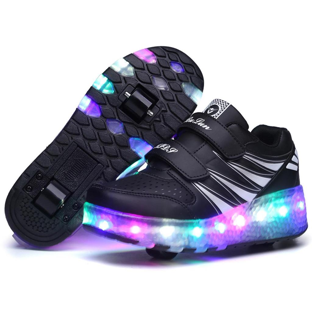 Overseas Runaway Shoes, Children's Wheel Shoes LED Ultra-light Luminous Charging Boys and Girls Light Shoes Sports Flying Woven Shoes
