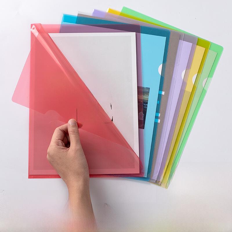 Transparent Plastic A4 L-Shaped Folder - Single Piece, Office File Sleeve for Contracts, Logo Printable