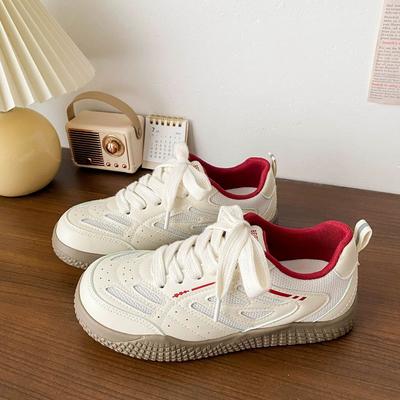 Простые и модные маленькие белые туфли лето новые дышащие и универсальные сетчатые на толстой подошве с круглым носком женские туфли повседневная обувь