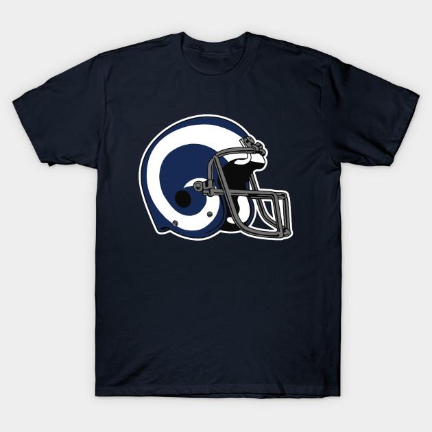 Asian Size Men Black Print T-shirt Rams Throwback Helmet No-Cut Heat Transfer Print Cotton Tshirt