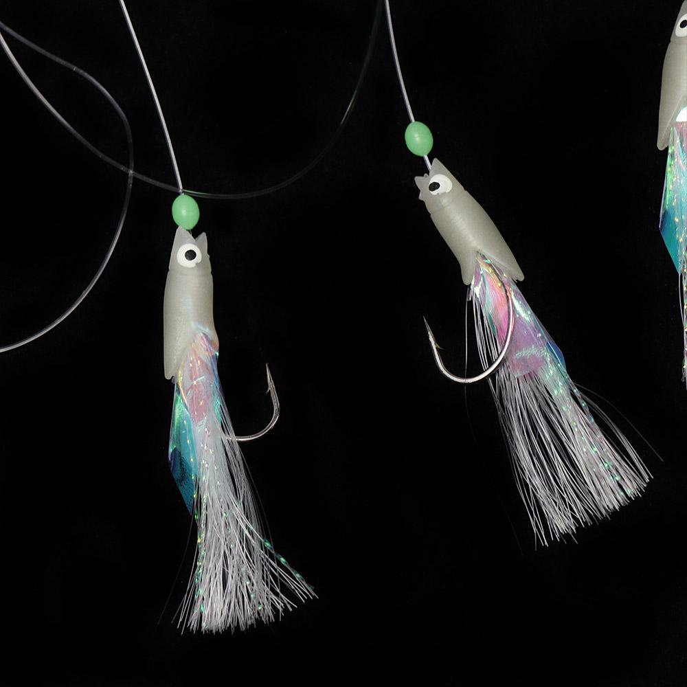 Steel  Soft Silicone head  Fishing Tackle String hook long tail  Tied up Glow fish lure Soft bait