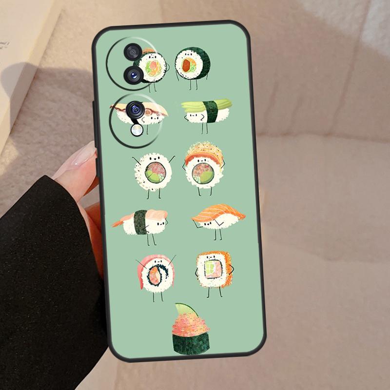 Kawaii Sushi Crowd Case For Honor X9a X9b X8 X9 X7 X6 a 8X 9X Cover For Honor Magic 5 4 Lite Pro 50 70 90 Lite